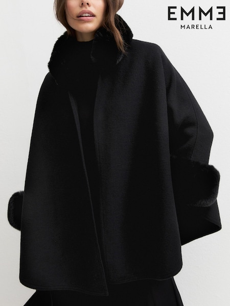 Schwarz - Emme By Marella Amici Fur Cape Poncho