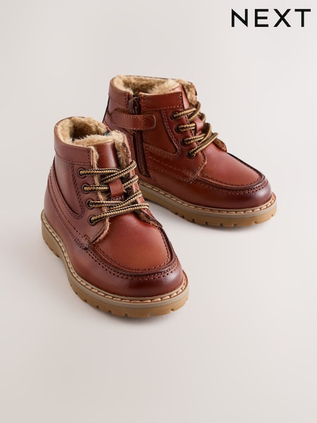 Tan Brown - Apron Lace Up Boots