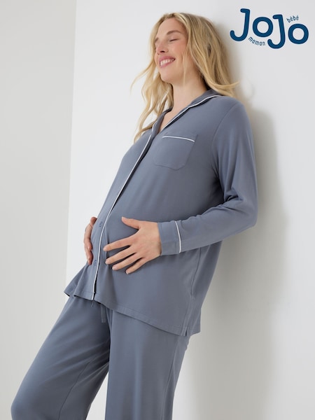Blue - Jojo Maman Bébé Jersey Maternity Pyjama Set