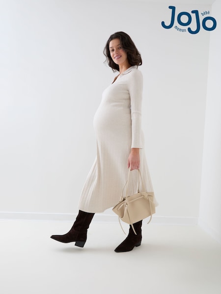 Yulaf Marqalı - Jojo Maman Bébé Long Sleeve Ribbed Maternity Midi Dress