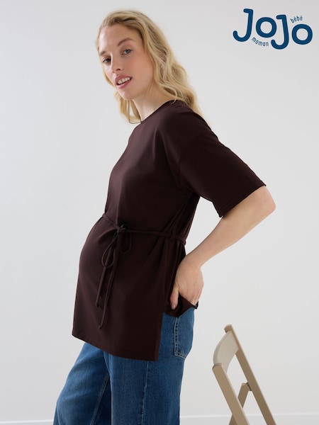 Şokolad Qəhvəyi - Jojo Maman Bébé Oversized Tie Boyfriend Maternity Shirt