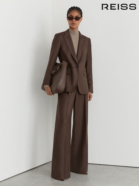 Mocha Brown - Reiss Derby Wool-blend Single-breasted Blazer