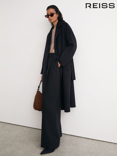Navy - Reiss Marina Wool-blend Blindseam Double-breasted Coat