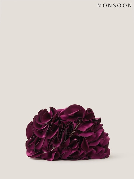 Monsoon Red Mindy Corsage Satin Clutch Bag (G47580) | 292 QAR
