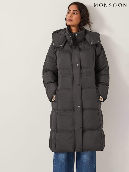 Monsoon Black Molly Long Puffer Coat (G47592) | €191