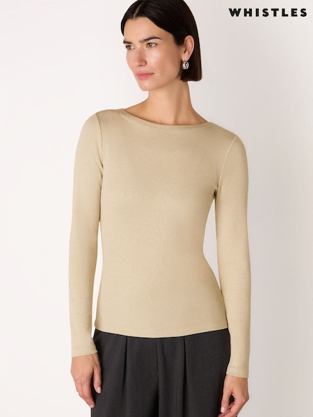 Whistles Silver Sparkle Rib Jersey Top (G47635) | €101