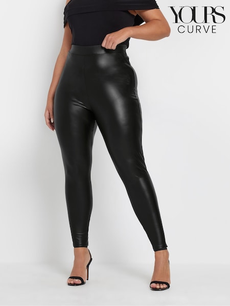 Yours Curve Black Stretch Coated Leggings (G47646) | €31