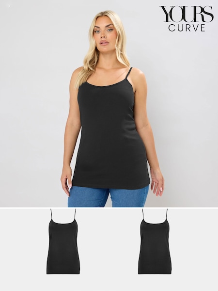 Yours Curve Black 2 Pack Camis (G47649) | €26