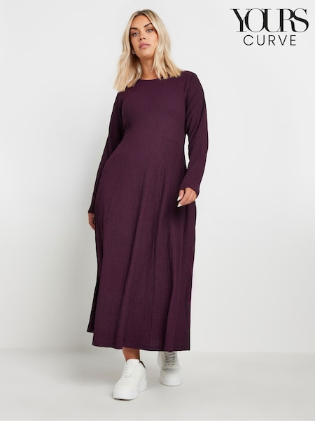 Yours Curve Purple Textured Flared Maxi Dress (G47657) | €39