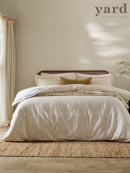 Yard Honey Yellow Hebden Striped 100% Cotton Duvet Cover and Pillowcase Set (G47691) | 165 zł - 315 zł
