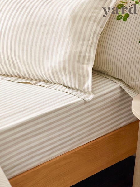 Yard Natural Hebden Striped Cotton Extra Deep Fitted Sheet (G47696) | $55 - $75