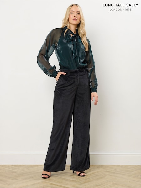 Long Tall Sally Black Velvet Palazzo Trousers (G47807) | €55