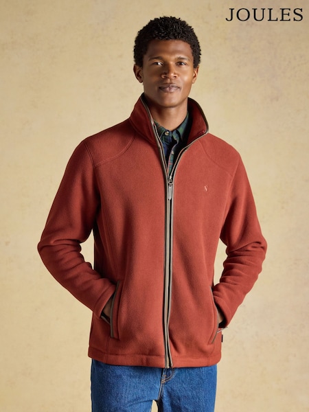 Brick - Regular Joules Heritage Fleece Zip Through