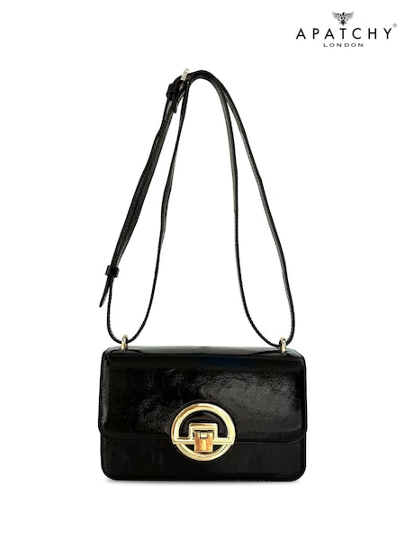 Apatchy Black The Tilly Crinkle Patent Leather Bag (G47880) | AED932