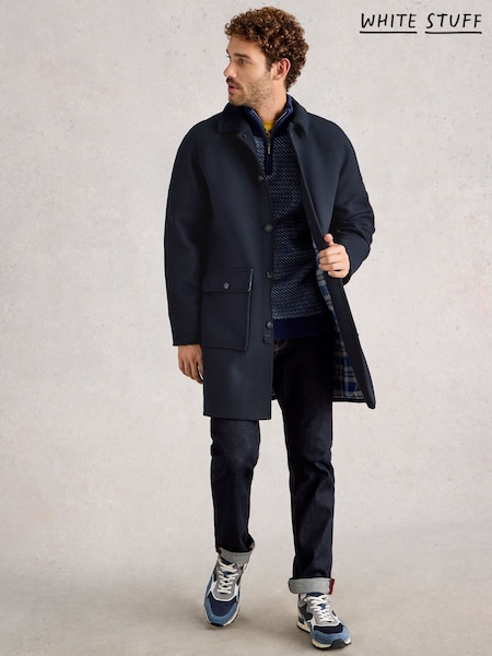 White Stuff Blue Wool Utility Coat (G47882) | AED873