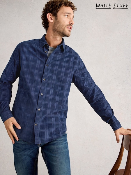 White Stuff Blue Griffin Cord Check Shirt (G47885) | 318 QAR