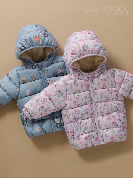 Purebaby Pink Showerproof Padded Puffer Jacket (G47927) | €65