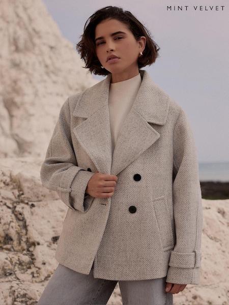 Mint Velvet Double Breasted Textured Jacket (G47963) | ‏1٬091 ر.ق.