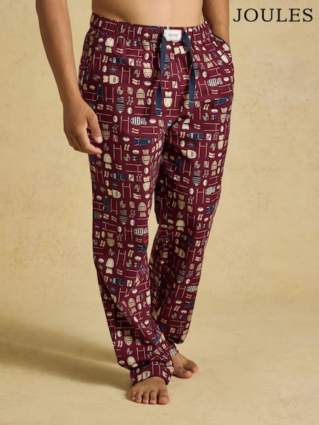 Burgundy Red - Regular Joules Relaxed Fit Pyjama Bottoms