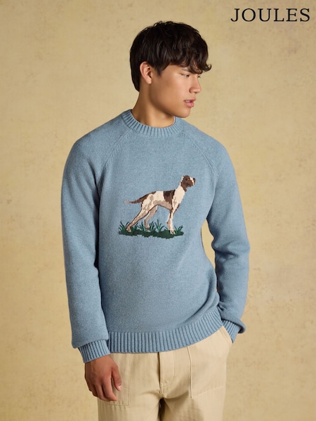 Blue Dog - Regular Joules Intarsia Crew Neck Jumper