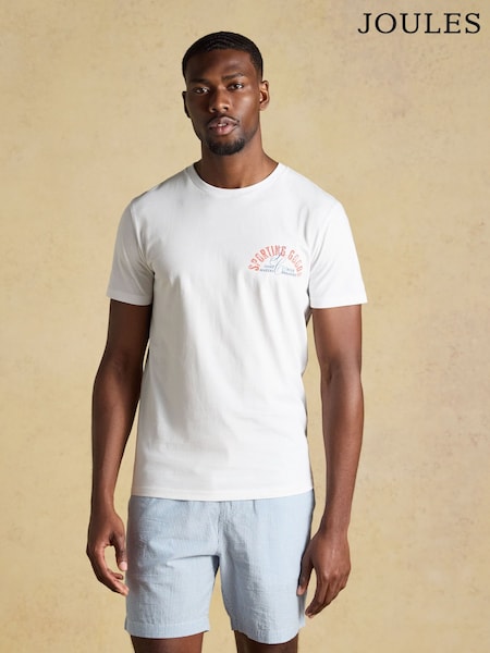 White Sport Print - Regular Joules Classic Fit Cotton T-shirt