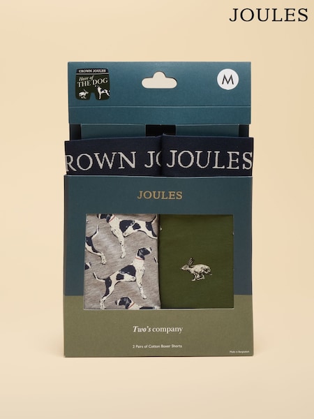 Շան նապաստակը՝ կանաչ/մոխրագույն - Regular Joules Cotton Jersey Boxer Shorts 2 Pack