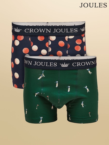 Best By Par Green/Navy - Regular Joules Cotton Jersey Boxer Shorts 2 Pack