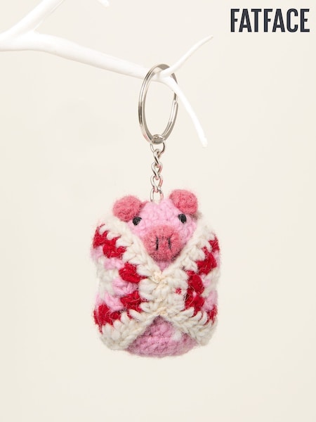 FatFace Pink Pig in a Blanket Crochet Keyring (G48175) | €10.50