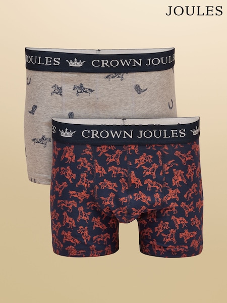 Not My First Rodeo Navy/Grey - Regular Joules Cotton Jersey Boxer Shorts 2 Pack