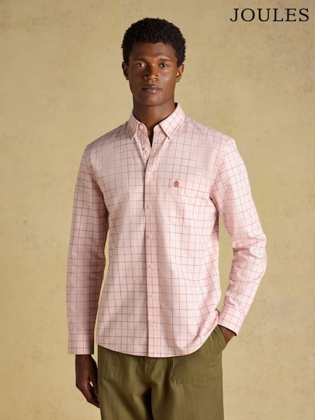 Pink - Regular Joules Checked Classic Fit Cotton Oxford Shirt