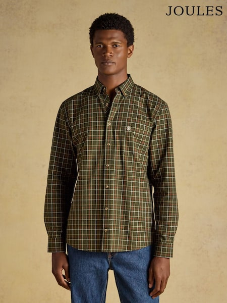 Green - Regular Joules Checked Classic Fit Cotton Oxford Shirt
