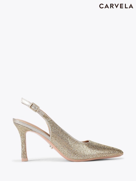 Carvela Gold Corletta Sling Jewel Shoes (G48218) | €183