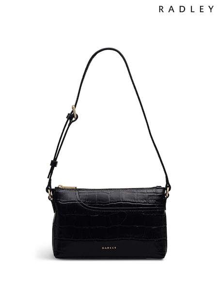 Radley Black Pockets Faux Croc Mini Shoulder Bag (G48239) | €197