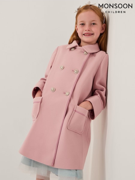 Monsoon Pink Double Breasted Collar Coat (G48248) | €83 - €95
