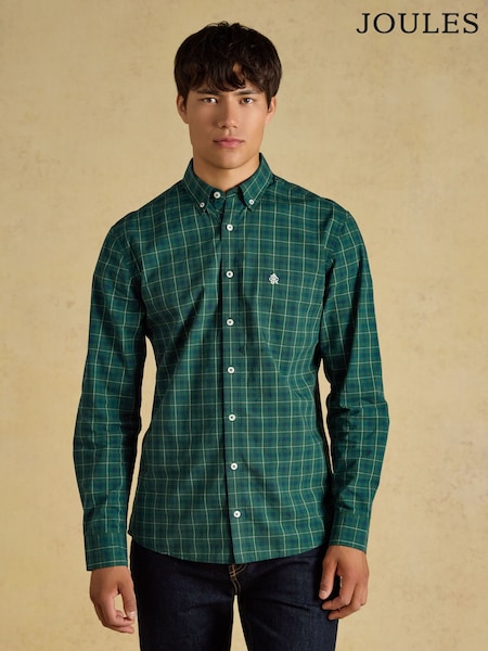 Green - Regular Joules Cotton Poplin Long Sleeve Check Shirt