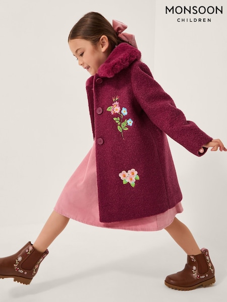 Monsoon Floral Embroidered Boucle Coat (G48256) | 104 € - 120 €