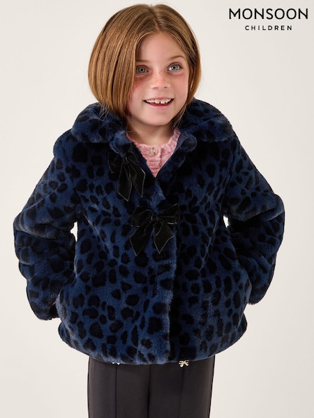 Monsoon Animal Print Faux Fur Bow Coat (G48261) | 62 € - 78 €