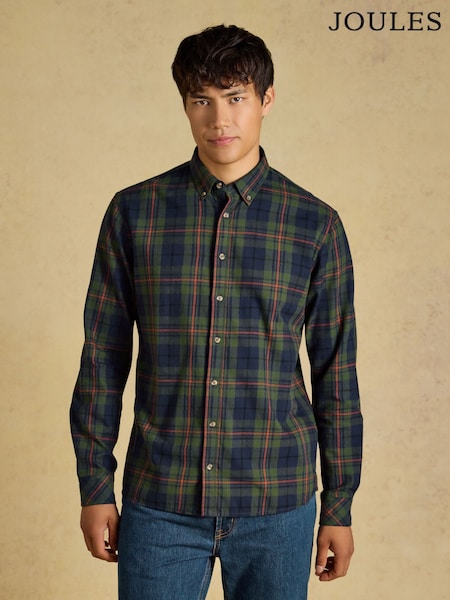 綠色 - Regular Joules Long Sleeve Brushed Flannel Shirt