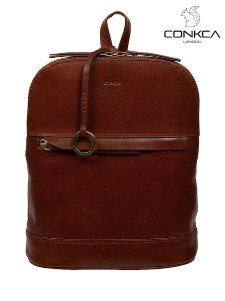 Marrón - Conkca Violetta Leather Backpack (G48310) | 83 €