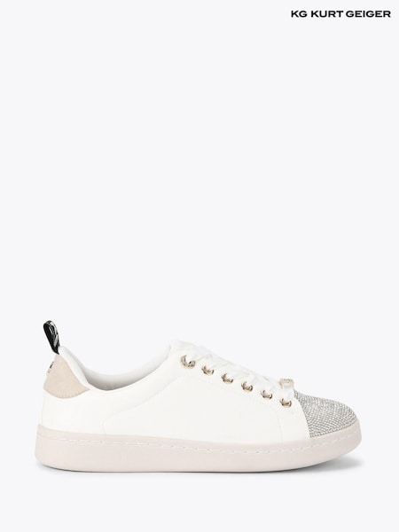 KG Kurt Geiger White Liza Lace Up Gem Trainers (G48329) | €87