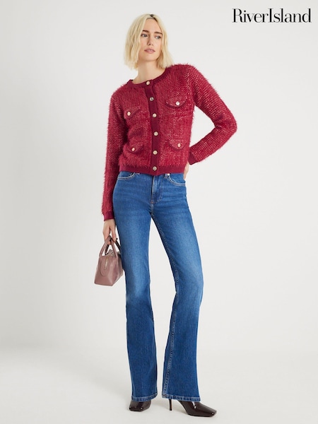 River Island Red Boucle Cardigan (G48353) | €65