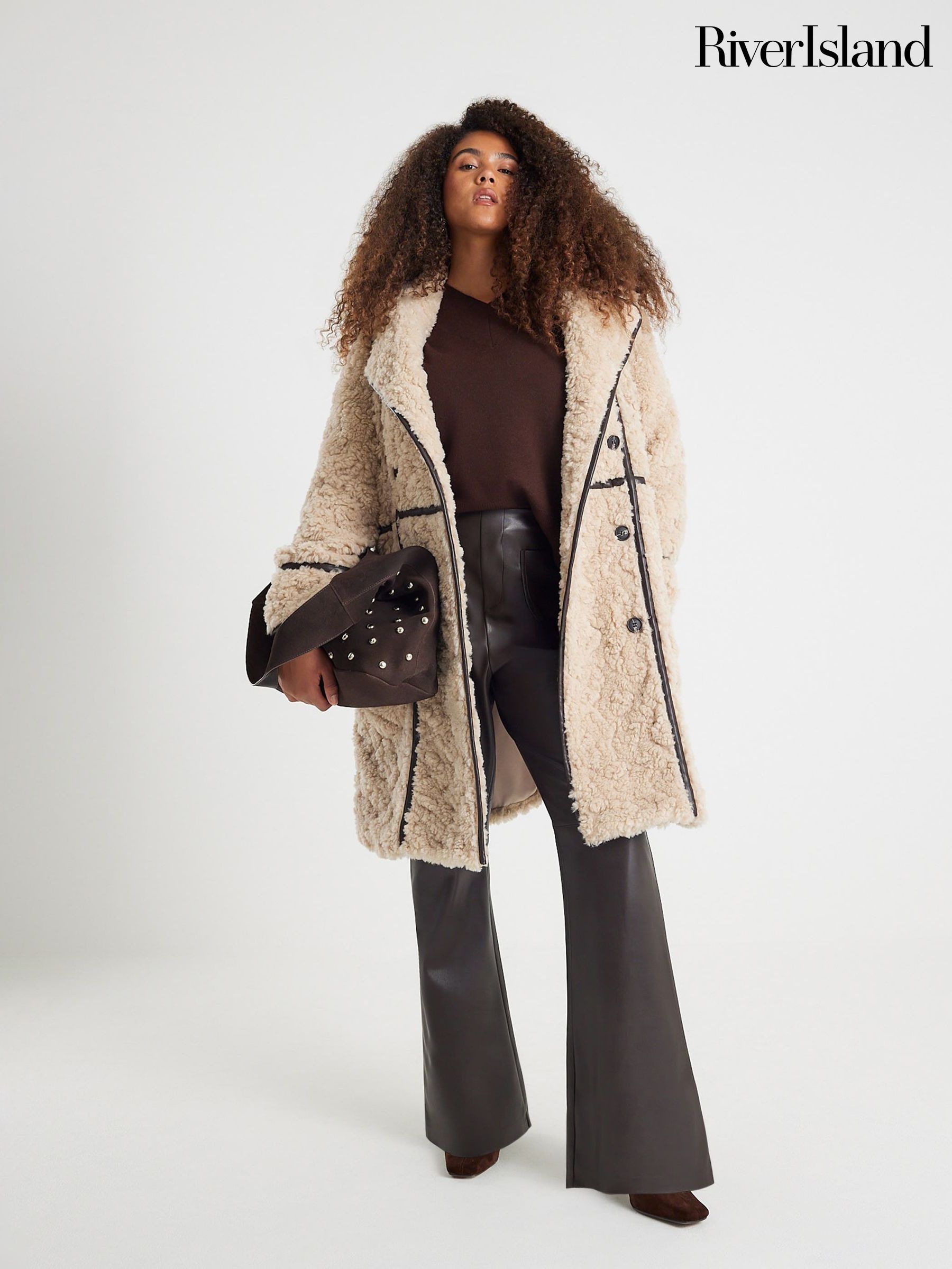 Buy Women's Coats and Jackets River Island Teddy Borg Long Online