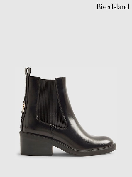 River Island Black Buckle Strap Chelsea Boots (G48386) | €62