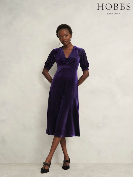 Hobbs Purple Dormer Velvet Dress (G48507) | 737 QAR