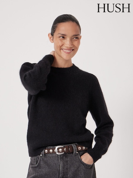 črna - Hush Gathered Shoulder Wool Blend Jumper (G48630) | € 118