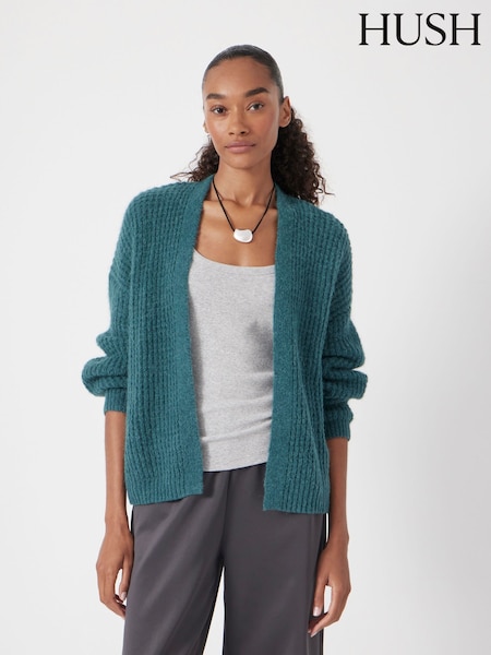Hush Green Waffle Stitch Edge to Edge Cardigan (G48631) | €128