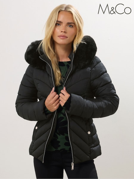 M&Co Petite Fur Trim Padded Jacket (G48744) | 109 €