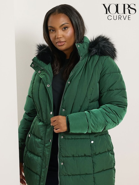 Yours Curve Green Short Puffa Coat (G48755) | €93