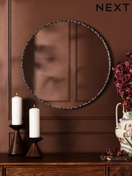Leopard Animal Print Round 60cm Wall Mirror