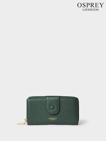 Osprey London Green The Core Medium Leather Popper Matinee Purse (G48836) | €75